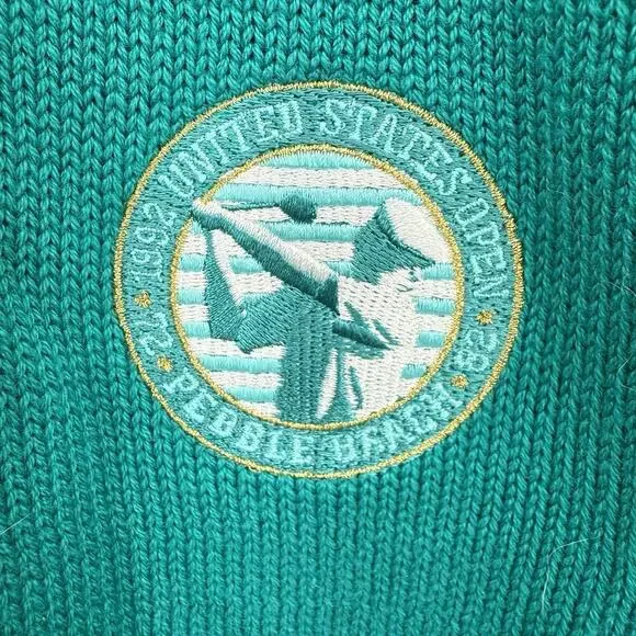 Vintage 1992 Izod Club Womens Teal Button Down Sweater Vest MEDIUM Golf Patch - Picture 4 of 8